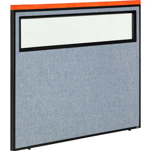 Interion Deluxe Office Partition Panel with Partial Window 48-1/4"W x 43-1/2"H Blue
