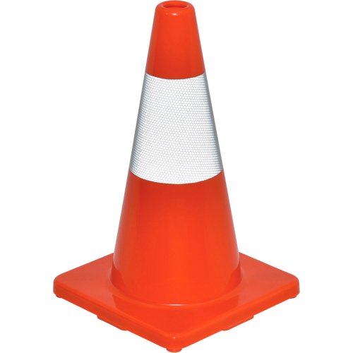 Global Industrial 18" Traffic Cone Reflective Solid Orange Base 2-1/2 lbs