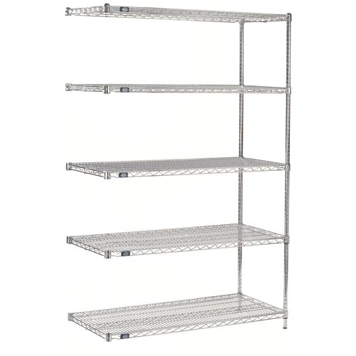 Nexel 5 Shelf Chrome Wire Shelving Unit Add On 48"W x 18"D x 86"H