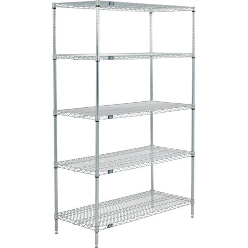 Nexel 5 Shelf Poly-Z-Brite Wire Shelving Unit Starter 24"W x 18"D x 63"H