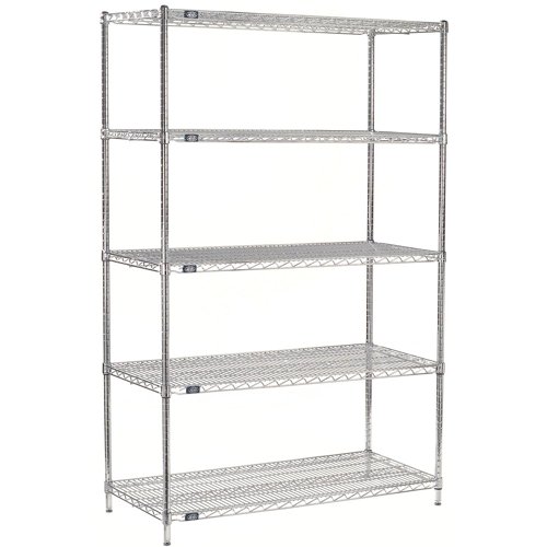 Nexel 5 Shelf Chrome Wire Shelving Unit Starter 42"W x 18"D x 86"H