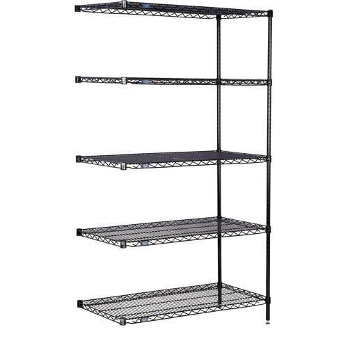 Nexel 5 Shelf Black Epoxy Wire Shelving Unit Add On 54"W x 18"D x 86"H