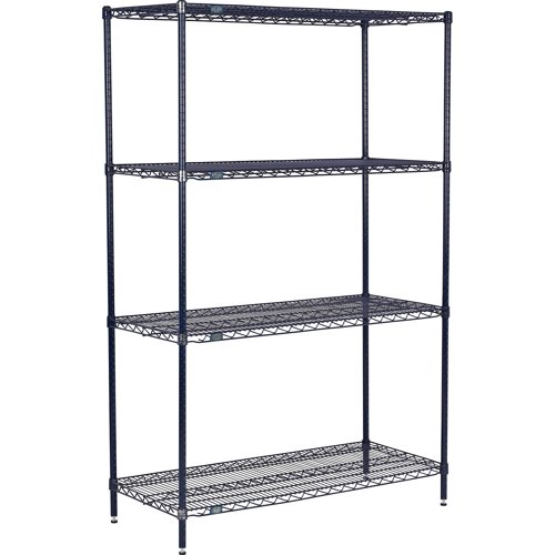 Nexel 4 Shelf Nexelon Blue Wire Shelving Unit Starter 30"W x 24"D x 86"H
