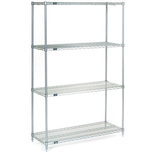 Nexel 4 Shelf Stainless Steel Wire Shelving Unit Starter 36"W x 21"D x 63"H