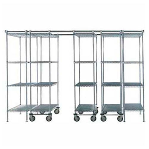 Nexel Space-Trac 5 Unit Chrome High Density Shelving 72"W x 24"D x 76"H 14' Length