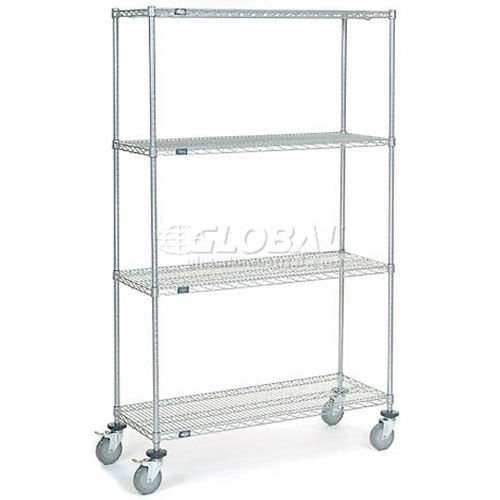 Nexel 4 Shelf Truck Chrome 48"W x 18"D x 80"H Polyurethane Stem Casters 4 Swivel