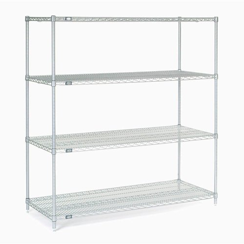 Nexel 4 Shelf Stainless Steel Wire Shelving Unit Starter 72"W x 24"D x 74"H