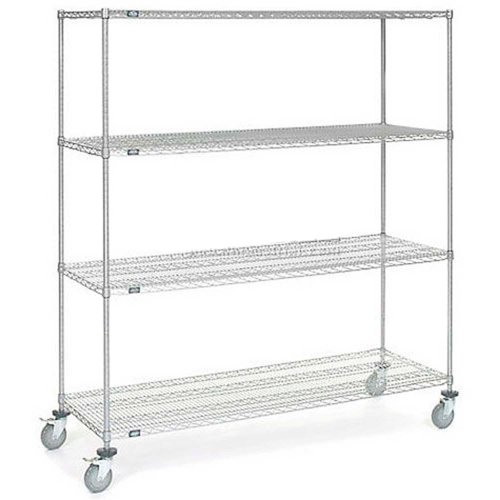 Nexel 4 Shelf Truck Chrome 30"W x 18"D x 60"H ESD Polyurethane Casters 4 Swivel 2 Brake