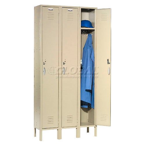 Global Industrial Capital 1-Tier 3 Door Locker 36"W x 18"D x 78"H Tan Unassembled