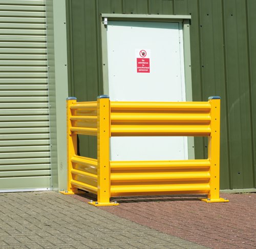 Double Post to suit Triple Ridge Steel Barriers; 1093H mm; Yellow/Silver GPC Industries Ltd