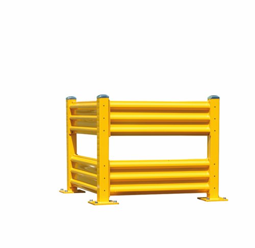 Double Post to suit Triple Ridge Steel Barriers; 1093H mm; Yellow/Silver GPC Industries Ltd