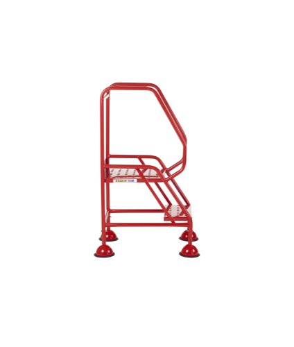 AAD02PR | These Climb-It® Domed Feet Steps are manufactured from a strong tubular steel with red finish. This range features punched steel treads. The domed feet have spring loaded castors which engage or disengage, depending on whether or not weight is applied.