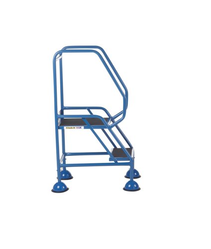 AAD02SB | These Climb-It® Domed Feet Steps are manufactured from a strong tubular steel with blue finish. This range features anti-slip treads. The domed feet have spring loaded castors which engage or disengage, depending on whether or not weight is applied.