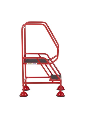AAD02SR | These Climb-It® Domed Feet Steps are manufactured from a strong tubular steel with red finish. This range features anti-slip treads. The domed feet have spring loaded castors which engage or disengage, depending on whether or not weight is applied.