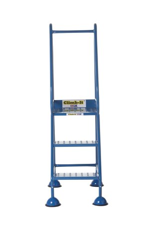 AAD03PB | These Climb-It® Domed Feet Steps are manufactured from a strong tubular steel with blue finish. This range features punched steel treads. The domed feet have spring loaded castors which engage or disengage, depending on whether or not weight is applied.