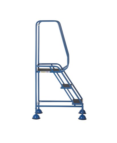 AAD03SB | These Climb-It® Domed Feet Steps are manufactured from a strong tubular steel with blue finish. This range features anti-slip treads. The domed feet have spring loaded castors which engage or disengage, depending on whether or not weight is applied.