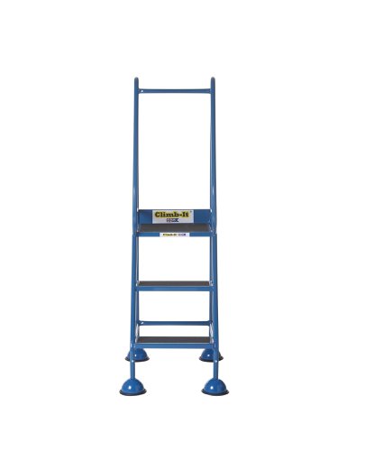 AAD03SB | These Climb-It® Domed Feet Steps are manufactured from a strong tubular steel with blue finish. This range features anti-slip treads. The domed feet have spring loaded castors which engage or disengage, depending on whether or not weight is applied.