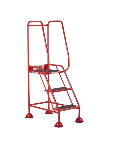 AAD03SR | These Climb-It® Domed Feet Steps are manufactured from a strong tubular steel with red finish. This range features anti-slip treads. The domed feet have spring loaded castors which engage or disengage, depending on whether or not weight is applied.