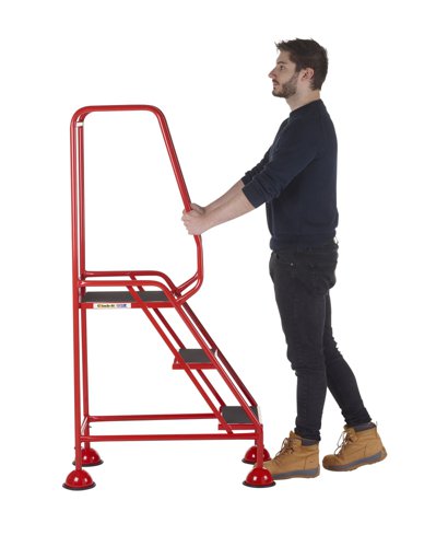 AAD03SR | These Climb-It® Domed Feet Steps are manufactured from a strong tubular steel with red finish. This range features anti-slip treads. The domed feet have spring loaded castors which engage or disengage, depending on whether or not weight is applied.