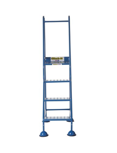 AAD04PB | These Climb-It® Domed Feet Steps are manufactured from a strong tubular steel with blue finish. This range features punched steel treads. The domed feet have spring loaded castors which engage or disengage, depending on whether or not weight is applied.