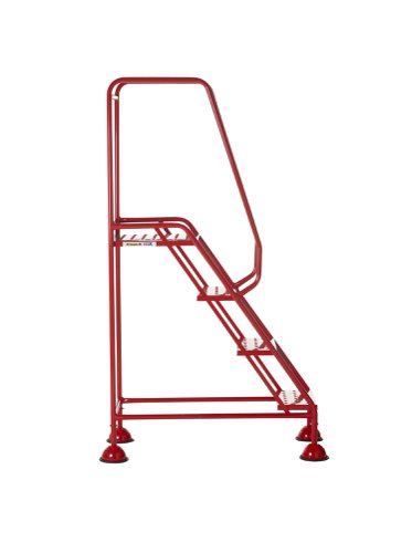 AAD04PR | These Climb-It® Domed Feet Steps are manufactured from a strong tubular steel with red finish. This range features punched steel treads. The domed feet have spring loaded castors which engage or disengage, depending on whether or not weight is applied.