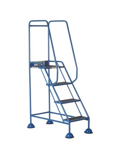 AAD04SB | These Climb-It® Domed Feet Steps are manufactured from a strong tubular steel with blue finish. This range features anti-slip treads. The domed feet have spring loaded castors which engage or disengage, depending on whether or not weight is applied.
