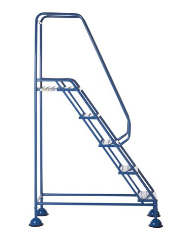 AAD05PB | These Climb-It® Domed Feet Steps are manufactured from a strong tubular steel with blue finish. This range features punched steel treads. The domed feet have spring loaded castors which engage or disengage, depending on whether or not weight is applied.
