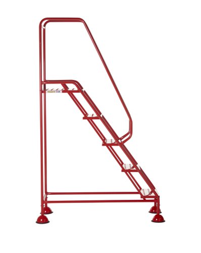 AAD05PR | These Climb-It® Domed Feet Steps are manufactured from a strong tubular steel with red finish. This range features punched steel treads. The domed feet have spring loaded castors which engage or disengage, depending on whether or not weight is applied.
