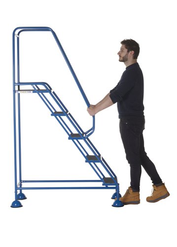 AAD05SB | These Climb-It® Domed Feet Steps are manufactured from a strong tubular steel with blue finish. This range features anti-slip treads. The domed feet have spring loaded castors which engage or disengage, depending on whether or not weight is applied.