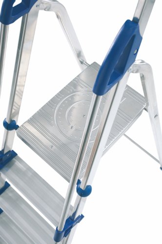 Professional Folding Step with Tool Tray; 4 Tread; 150kg; Silver/Blue AFA04Z
