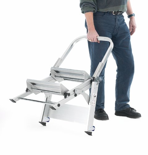 Climb-It® Easy Slope Aluminium Folding Leader Step; 2 Tread; Aluminium; 150kg; Silver