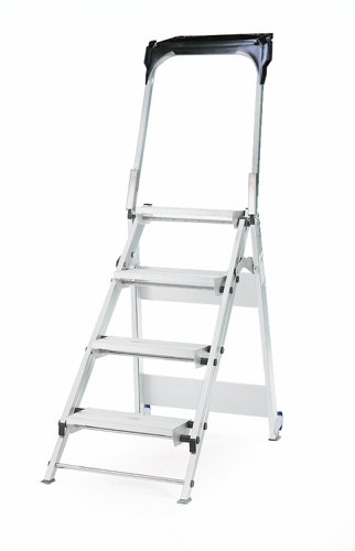 Climb-It® Easy Slope Aluminium Folding Leader Step; 4 Tread; Aluminium; 150kg; Silver