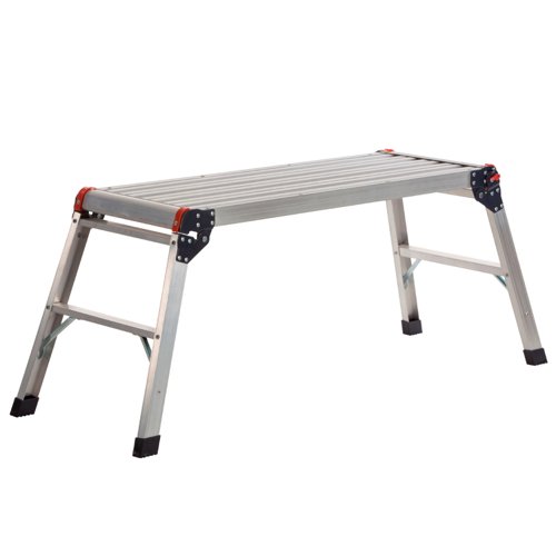 APJ90Z | Simple & safe to use with locking hinges for added safetyIdeal for compact storage & transportation as the unit is lightweight & the legs fold neatly underneath the platformThe serrated treads & platform help give an anti-slip work surfaceCapacity kg evenly distributed: 150