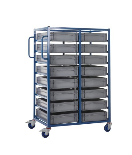 Double Width Tray Rack complete with 16 120Hmm Containers ATRDW16