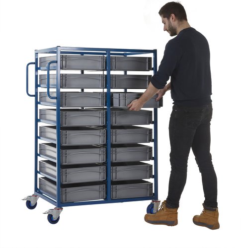 Double Width Tray Rack complete with 16 120Hmm Containers | ATRDW16 | GPC Industries Ltd