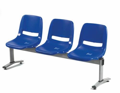 Beam Bench; 3 Seats; Steel/Polypropylene; Blue/Grey