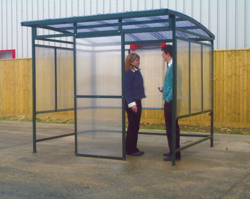 Smoking Shelter with Polycarbonate Panel; Green
