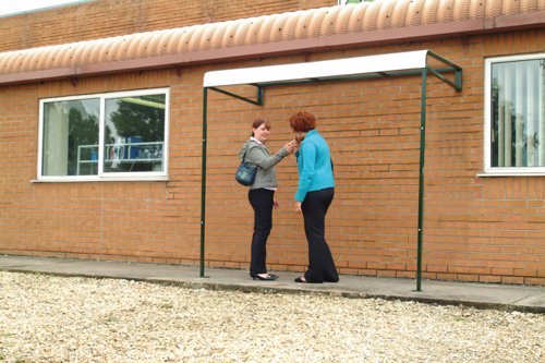 Wall Mounted Smoking Shelter; Triple Wall Polycarbonate & Galvanised Roof; Green