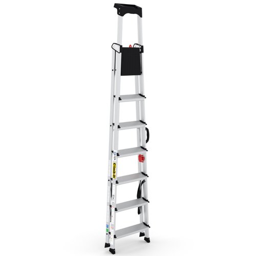 Climb-It Professional 7 Tread Step Ladder with Carry Handle Aluminium CAH107 - GA79987
