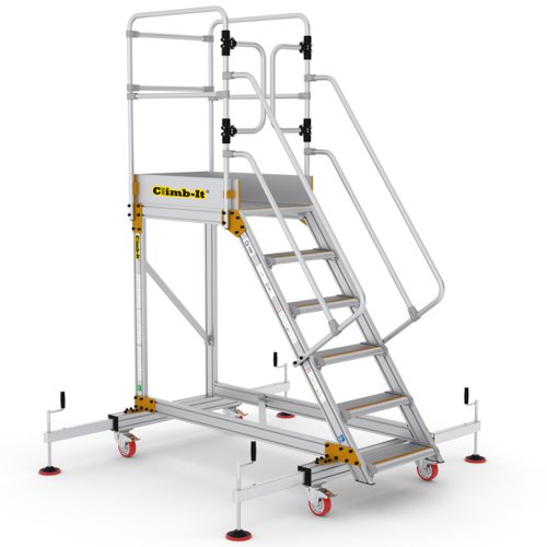 Extra Large Platform Safety Steps with Adjustable Stabilisers - 6 Tread