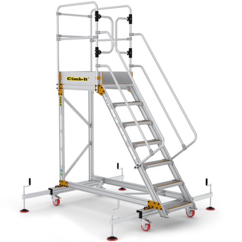Extra Large Platform Safety Steps with Adjustable Stabilisers - 7 Tread
