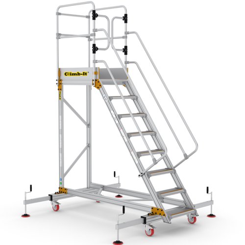 Extra Large Platform Safety Steps with Adjustable Stabilisers - 8 Tread