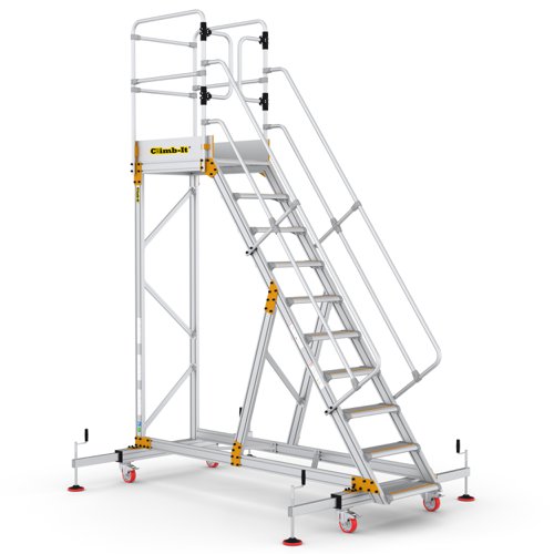 Extra Large Platform Safety Steps with Adjustable Stabilisers - 10 Tread