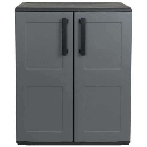 Utility Cupboard; 2 Doors; 1 Shelf; Two Tone Grey