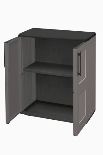 Utility Cupboard; 2 Doors; 1 Shelf; Two Tone Grey