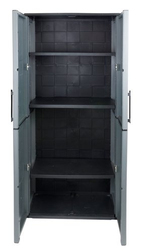 Utility Cupboard; 2 Doors; 3 Shelf; Two Tone Grey