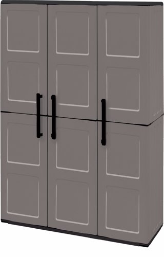 Utility Cupboard; 3 Doors; 3 Shelf; Two Tone Grey