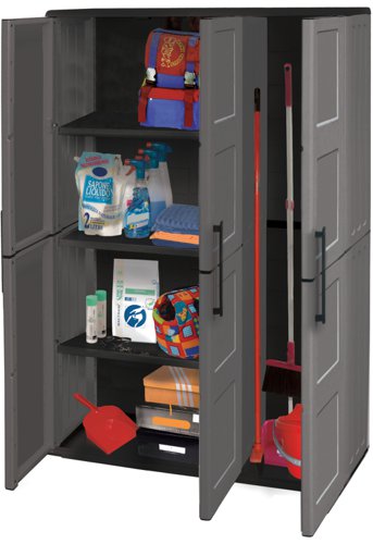 Utility Cupboard; 3 Doors; 3 Shelf; Two Tone Grey CLD163T