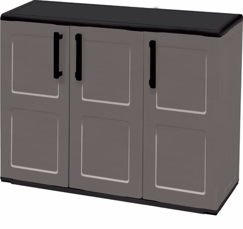 Utility Cupboard; 3 Doors; 1 Shelf; Two Tone Grey