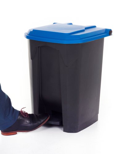 CPB50Z_Blue Lid | Ideal for where recycling & waste segregation is importantManufactured from high quality polypropyleneHygienic & easy to wipe cleanLarge pedal for easy operationConforms to EN 840